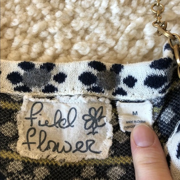 Anthropologie Field Flower Geo Bloom sweater M retro vintage pullover knit top - Picture 5 of 8